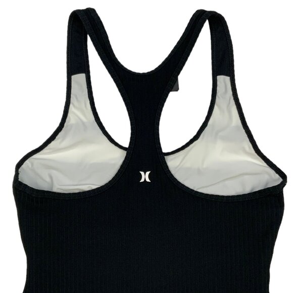 Hurley Block Party Racerback One Piece Swimsuit S Black Striped Beach - Picture 7 of 12